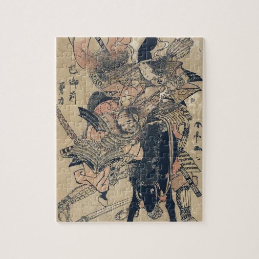 2人の武士のUkiyo-eの古く日本のな絵画 ジグソーパズル (縦)