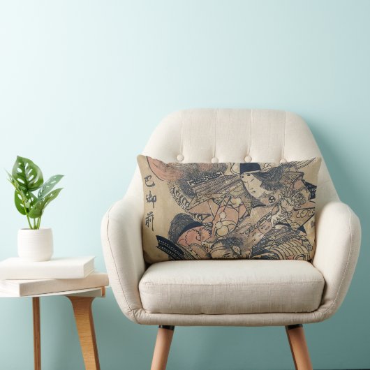 2人の武士のUkiyo-eの古く日本のな絵画 ランバークッション (椅子)