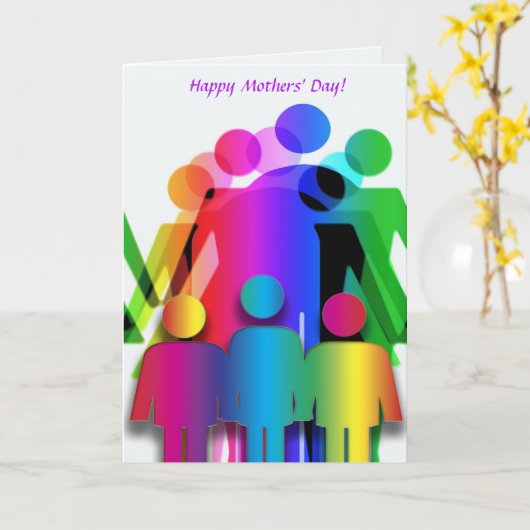 2人の母を持つ家族のための母の日カード カード (黄色い花)