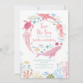 2人の海の女の子の2nd誕生日 招待状 (正面)