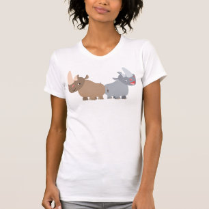 2人の漫画のサイの女性のTシャツ Tシャツ