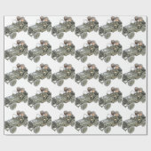 2人の漫画の兵士が付いているジープ ラッピングペーパー (フラット)