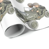 2人の漫画の兵士が付いているジープ ラッピングペーパー (ロールコーナー)