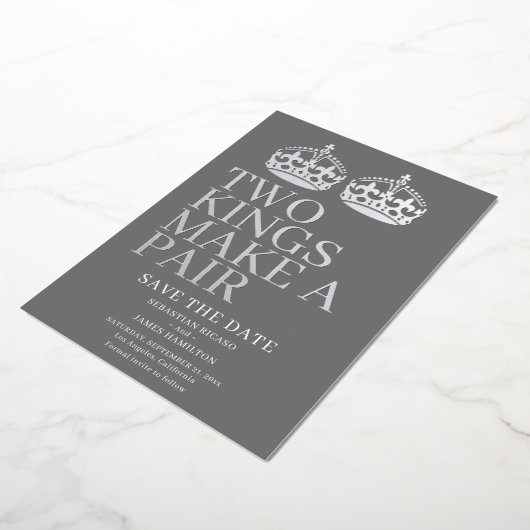 2人の王がペアに ゲイの結婚式 箔招待状 (回転した状態)