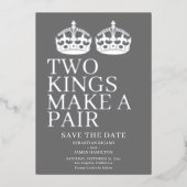 2人の王がペアを作る ゲイの結婚式 箔招待状 (正面)