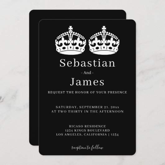 2人の王がペアクラウンをテーマにしたゲイ結婚の (正面/裏面)