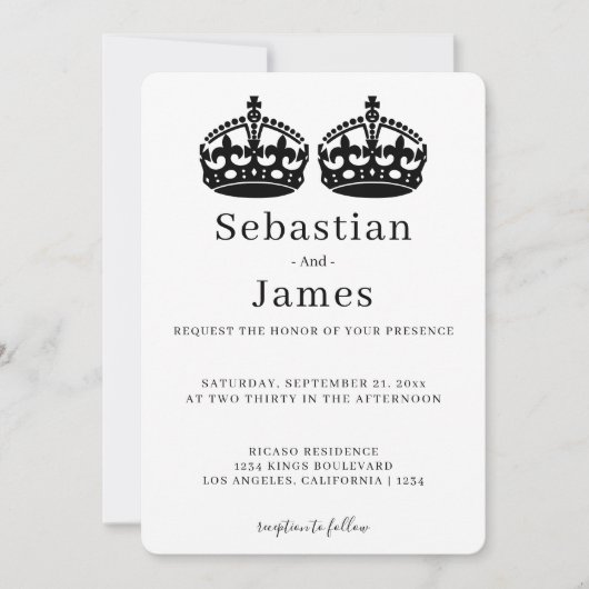 2人の王がペアクラウンをテーマにしたゲイ結婚の (正面)