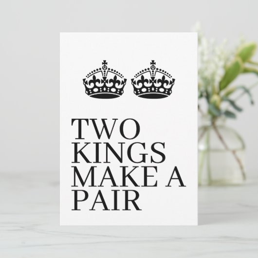 2人の王がペアクラウンをテーマにしたゲイ結婚の 案内状 (スタンド正面)