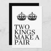 2人の王がペアクラウンをテーマにしたゲイ結婚の 案内状 (正面/裏面)