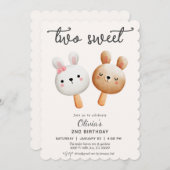 2人の甘いアイスクリームの第2の誕生日 招待状 (正面/裏面)