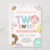 2人の甘いドーナツの少女、2歳の誕生日スプリンクル 招待状 (正面)