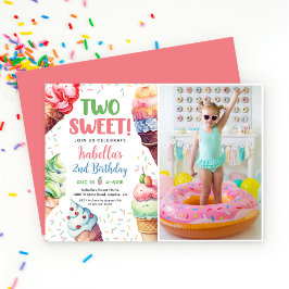 2人の甘い女の子アイスクリーム2nd誕生日 招待状