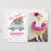 2人の甘い女の子アイスクリーム2nd誕生日 招待状 (正面)
