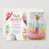 2人の甘い女の子アイスクリーム2nd誕生日 招待状 (正面)