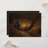 2人の男が夜に月を眺める カード (正面/裏面インサイチュ)