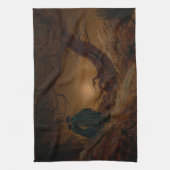 2人の男が夜に月を眺める キッチンタオル (縦)