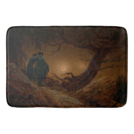 2人の男が夜に月を眺める バスマット