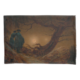 2人の男が夜に月を眺める 枕カバー