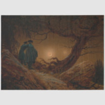 2人の男が夜に月を眺める