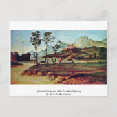 2人の男が戦う沿岸の風景 ポストカード (正面)