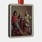 2人の男の子および音楽1629年を作っている女の子 メタルオーナメント (右)