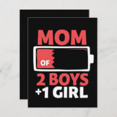 2人の男の子と1人の女の子のママ 妊娠中 母の日 シーズンカード (正面/裏面)