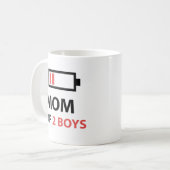 2人の男の子の母ギフトマザーズ彼女のための誕生日 コーヒーマグカップ (正面左)