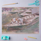 2人の男の子をボートで（Theodore Robinson著） 薄葉紙 (クラフト)