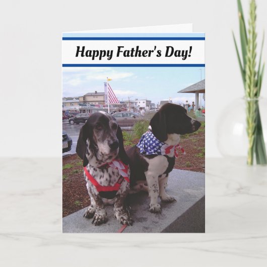 2人の白黒犬の父の日カード カード (正面)