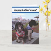 2人の白黒犬の父の日カード カード (黄色い花)