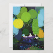 2人の美しい女性をボートで 招待状 (正面)