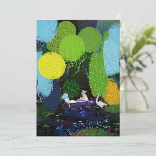 2人の美しい女性をボートで 招待状 (スタンド正面)