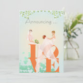 2人の花嫁が愛を祝福する結婚発表 招待状 (スタンド正面)