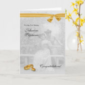 2人の花嫁のゲイウェディングおめでとう カード (黄色い花)