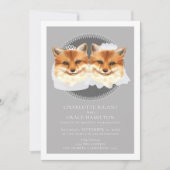 2人の花嫁のミセスとミセス・キツネのテーマ結婚ズ 案内状 (正面)