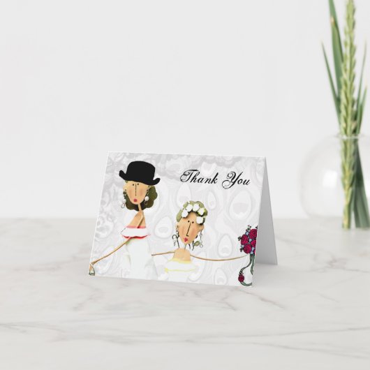2人の花嫁の結婚は感謝していしています サンキューカード (正面)