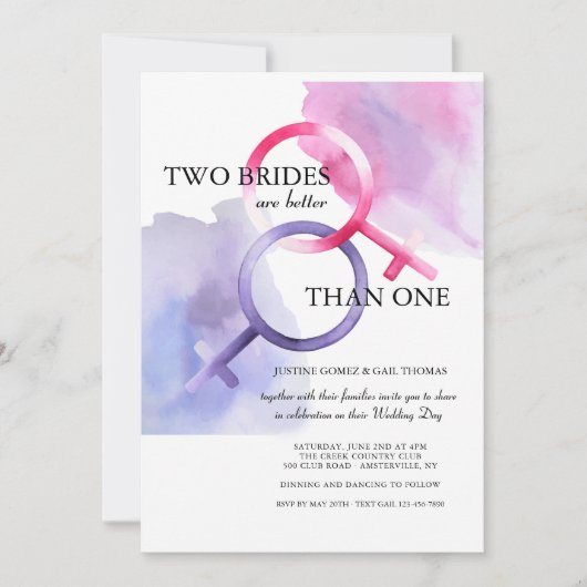 2人の花嫁は1つの結婚式招待状よりも素敵だ 招待状 (正面)