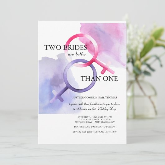 2人の花嫁は1匹の結婚式招待状よりよいです 招待状 (スタンド正面)