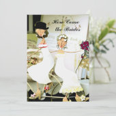 2人の花嫁を持つ2人の花嫁の結婚式招待状 招待状 (スタンド正面)