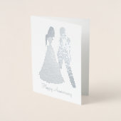 2人の花嫁 ウェディングスーツとドレス 箔カード (正面)