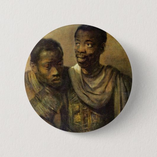 2人の若いアフリカ人。、Rembrandt Van Rijn著Jonge 缶バッジ (正面)