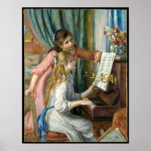 2人の若い女の子がピアノで – ルノアール- 1892年 –   ポスター