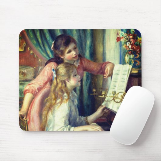 2人の若い女の子がピアノを弾いているルノアール: マウスパッド (マウス)