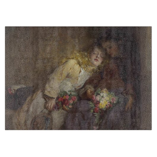 2人の若い女の子が帰宅 カッティングボード (正面)