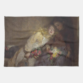 2人の若い女の子が帰宅 キッチンタオル