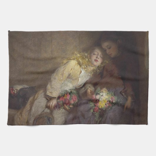 2人の若い女の子が帰宅 キッチンタオル (横)