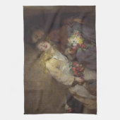 2人の若い女の子が帰宅 キッチンタオル (縦)