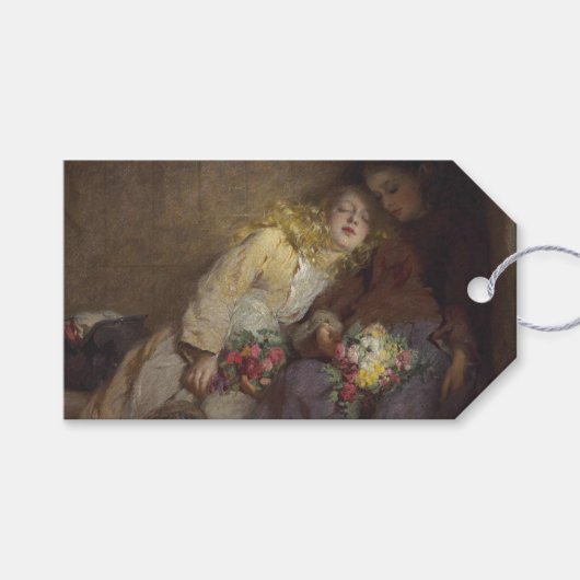 2人の若い女の子が帰宅 ギフトタグ (正面(横))