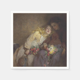 2人の若い女の子が帰宅 スタンダードカクテルナプキン