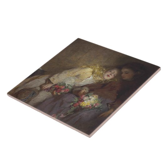 2人の若い女の子が帰宅 タイル (側面)